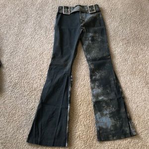 Bebe green flare pants with attached belt